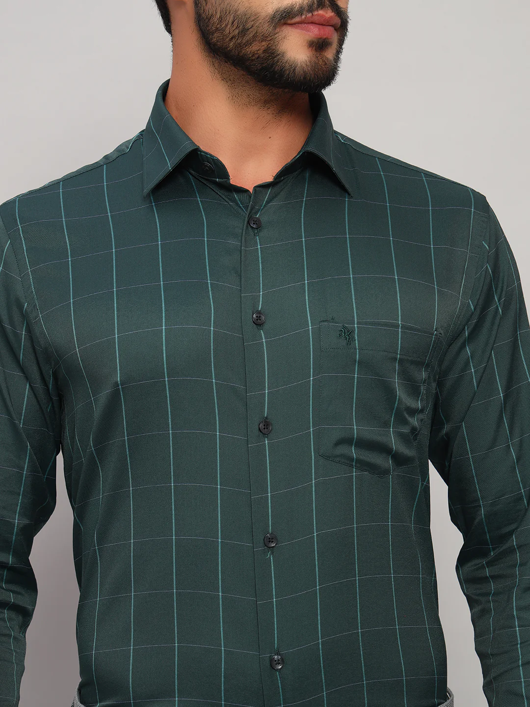 Formal Shirt for Men l Breathable & Soft with Color Fastness Regular Fit Spread Collar Neck Nylon Fabric Checkered Pattern - Image 7