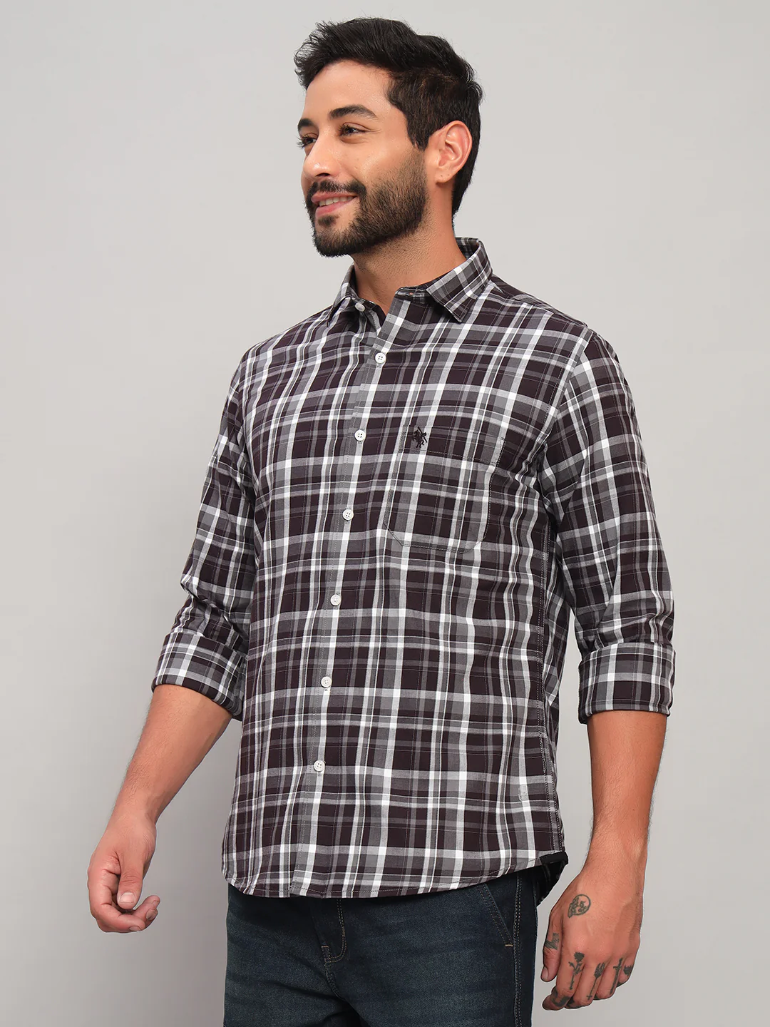Casual Shirt for Men | Breathable & Soft with Color Fastness Regular Fit Spread Collar Neck Cotton Fabric Checkered Pattern - Image 5