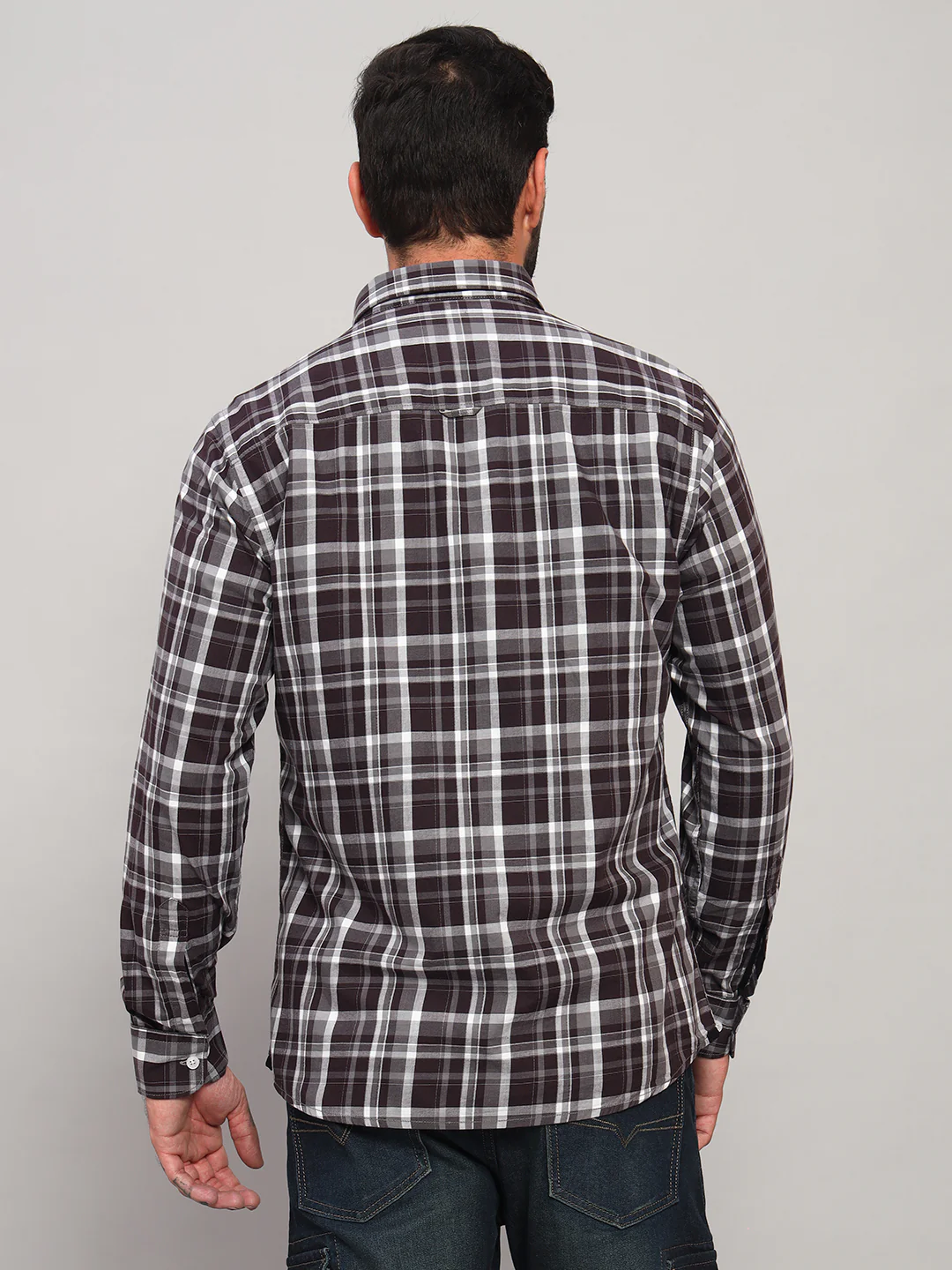 Casual Shirt for Men | Breathable & Soft with Color Fastness Regular Fit Spread Collar Neck Cotton Fabric Checkered Pattern - Image 8