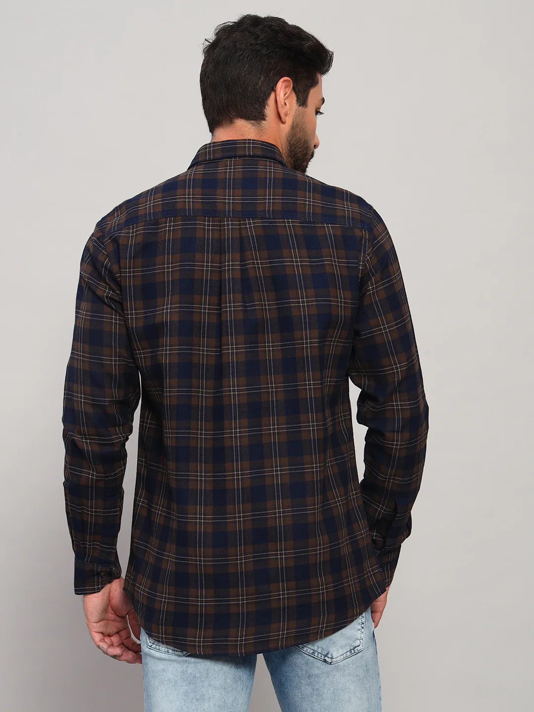 Casual Shirt for Men | Breathable & Soft with Color Fastness Regular Fit Spread Collar Neck Cotton Fabric Checkered Pattern - Image 2