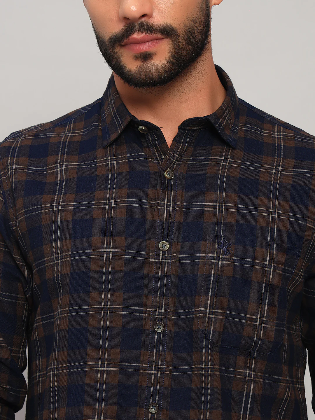 Casual Shirt for Men | Breathable & Soft with Color Fastness Regular Fit Spread Collar Neck Cotton Fabric Checkered Pattern - Image 6