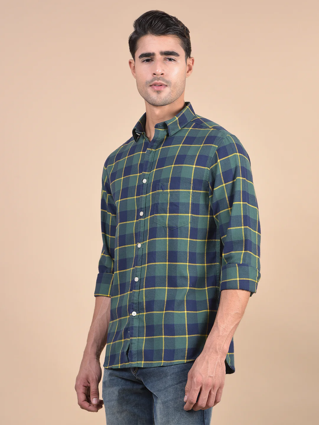 Casual Shirt for Men | Breathable & Soft with Color Fastness Regular Fit Spread Collar Neck Cotton Fabric Checkered Pattern - Image 4