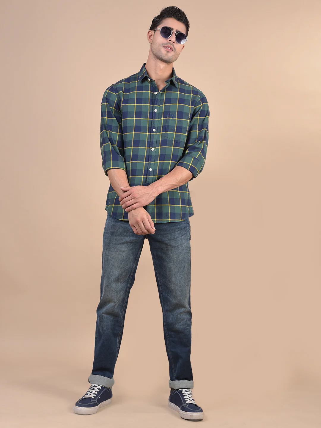 Casual Shirt for Men | Breathable & Soft with Color Fastness Regular Fit Spread Collar Neck Cotton Fabric Checkered Pattern - Image 7