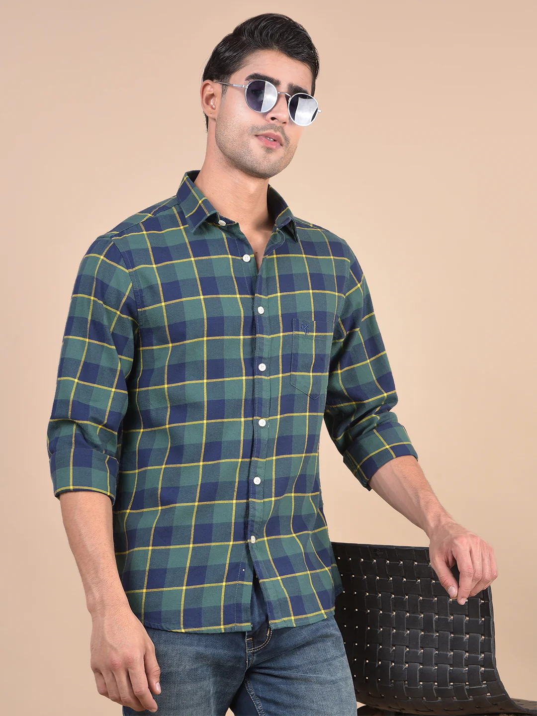 Casual Shirt for Men | Breathable & Soft with Color Fastness Regular Fit Spread Collar Neck Cotton Fabric Checkered Pattern - Image 9