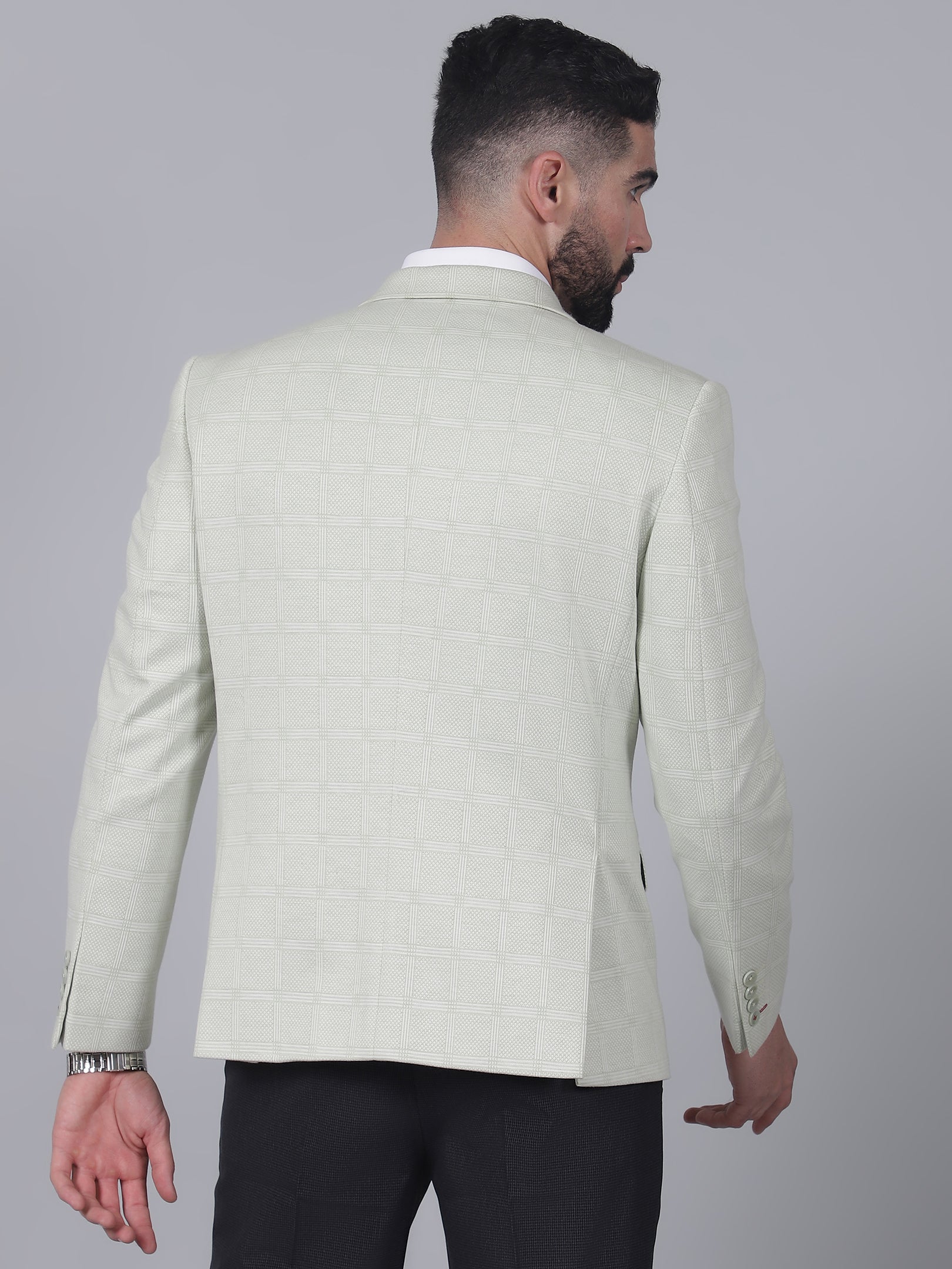 Green Checkered Casual Blazer for Men | Cantabil - Image 5