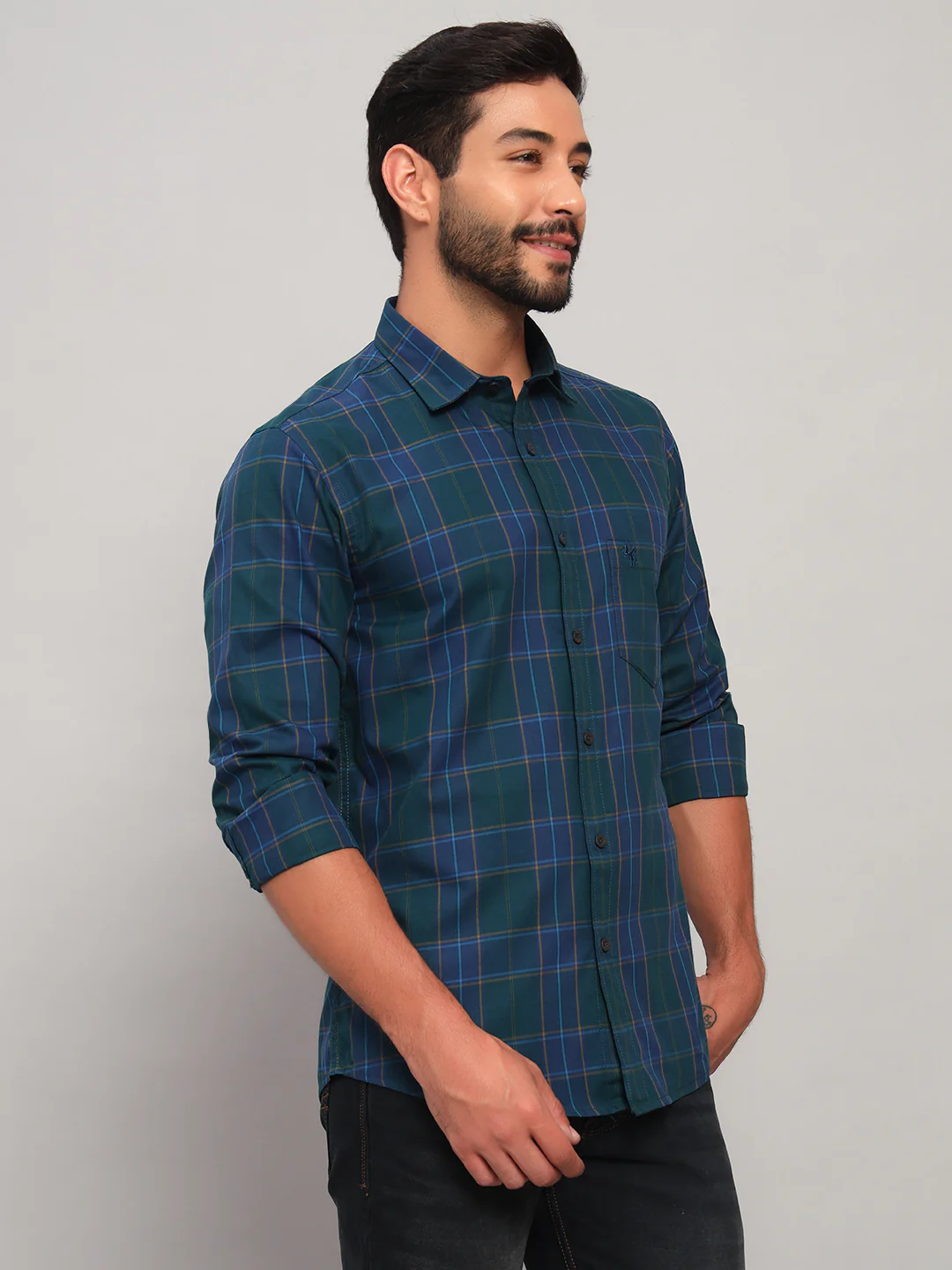 Casual Shirt for Men | Breathable & Soft with Color Fastness Regular Fit Spread Collar Neck Cotton Fabric Checkered Pattern - Image 5
