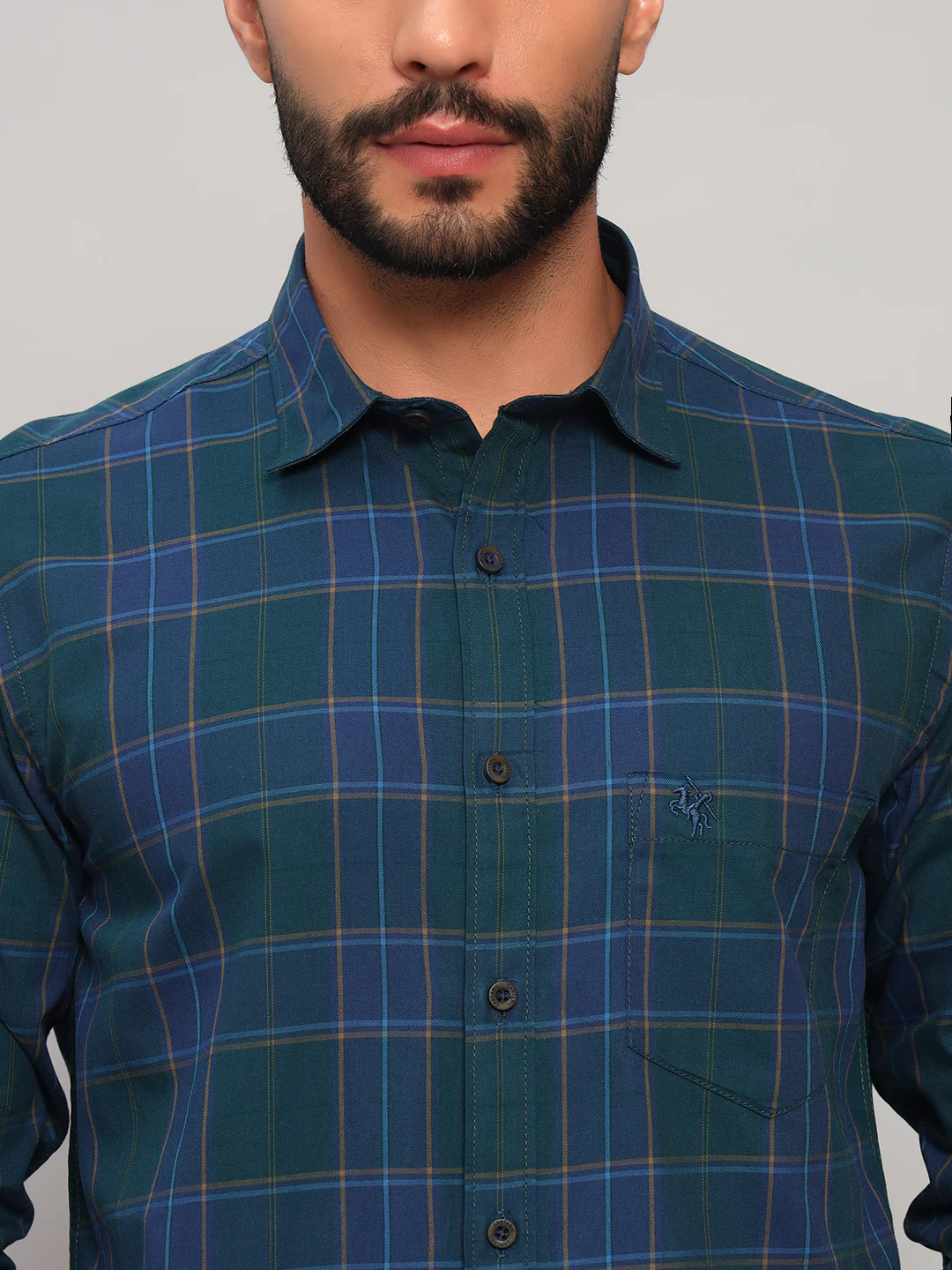 Casual Shirt for Men | Breathable & Soft with Color Fastness Regular Fit Spread Collar Neck Cotton Fabric Checkered Pattern - Image 6