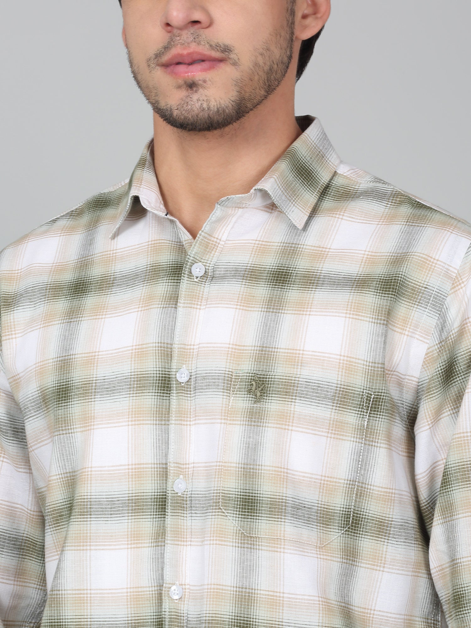Casual Shirt for Men | Breathable & Soft with Color Fastness Regular Fit Spread Collar Neck Cotton Linen Fabric Checkered Pattern - Image 6