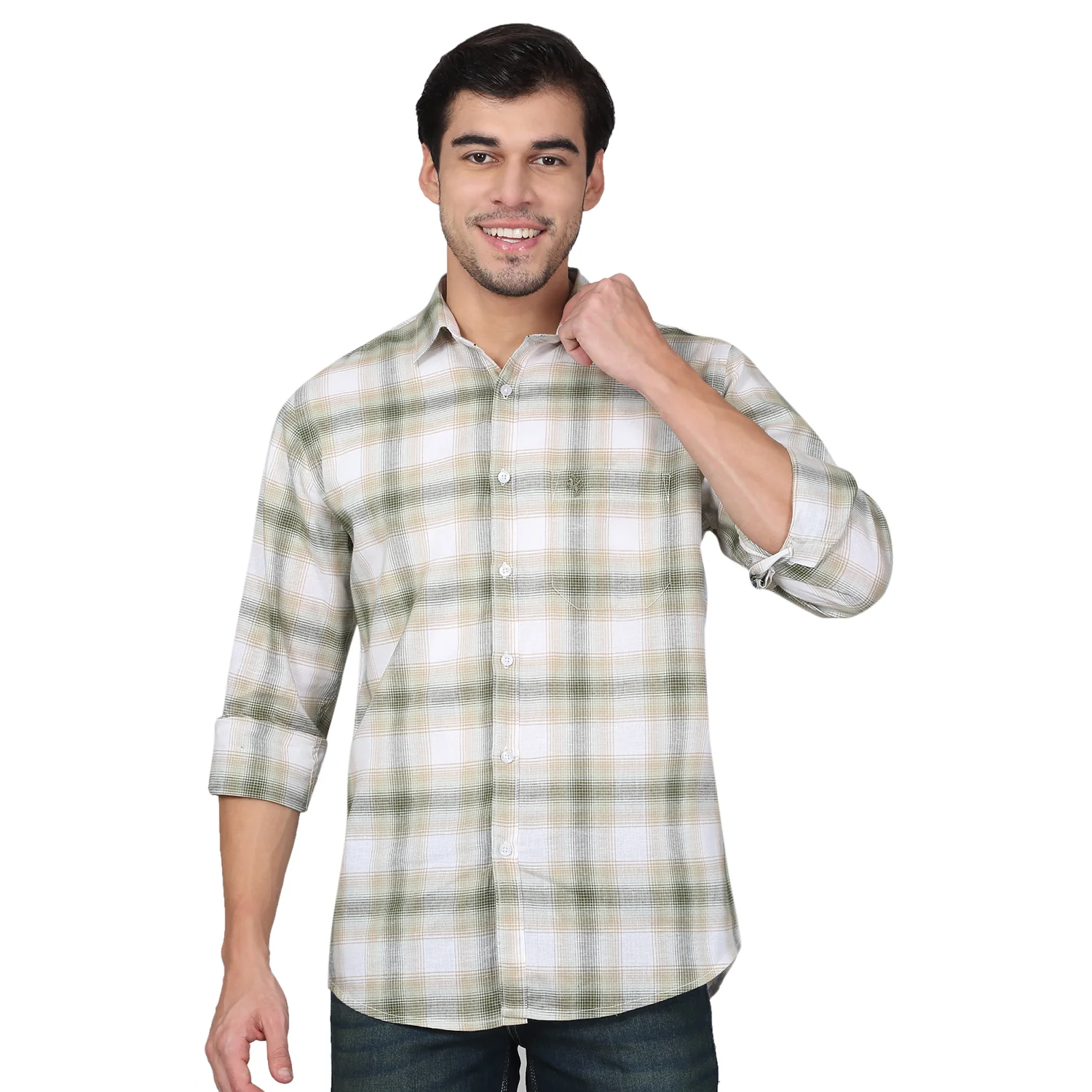 Casual Shirt for Men | Breathable & Soft with Color Fastness Regular Fit Spread Collar Neck Cotton Linen Fabric Checkered Pattern - Image 7
