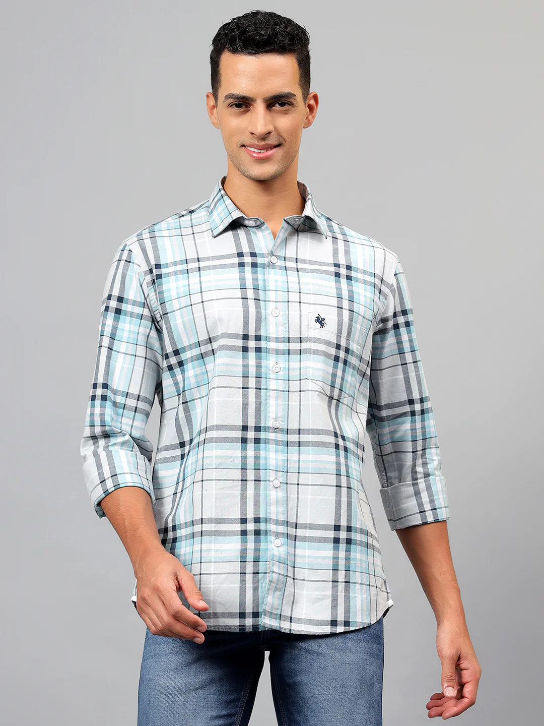 Casual Shirt for Men | Breathable & Soft with Color Fastness Regular Fit Spread Collar Neck Cotton Fabric Checkered Pattern - Image 2