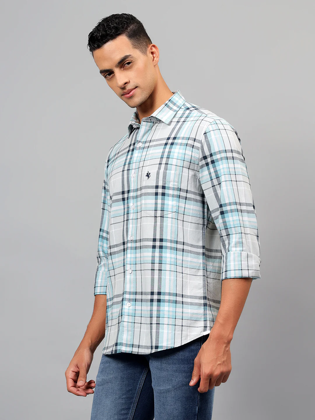 Casual Shirt for Men | Breathable & Soft with Color Fastness Regular Fit Spread Collar Neck Cotton Fabric Checkered Pattern - Image 3