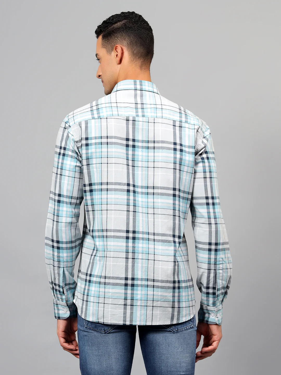 Casual Shirt for Men | Breathable & Soft with Color Fastness Regular Fit Spread Collar Neck Cotton Fabric Checkered Pattern - Image 5