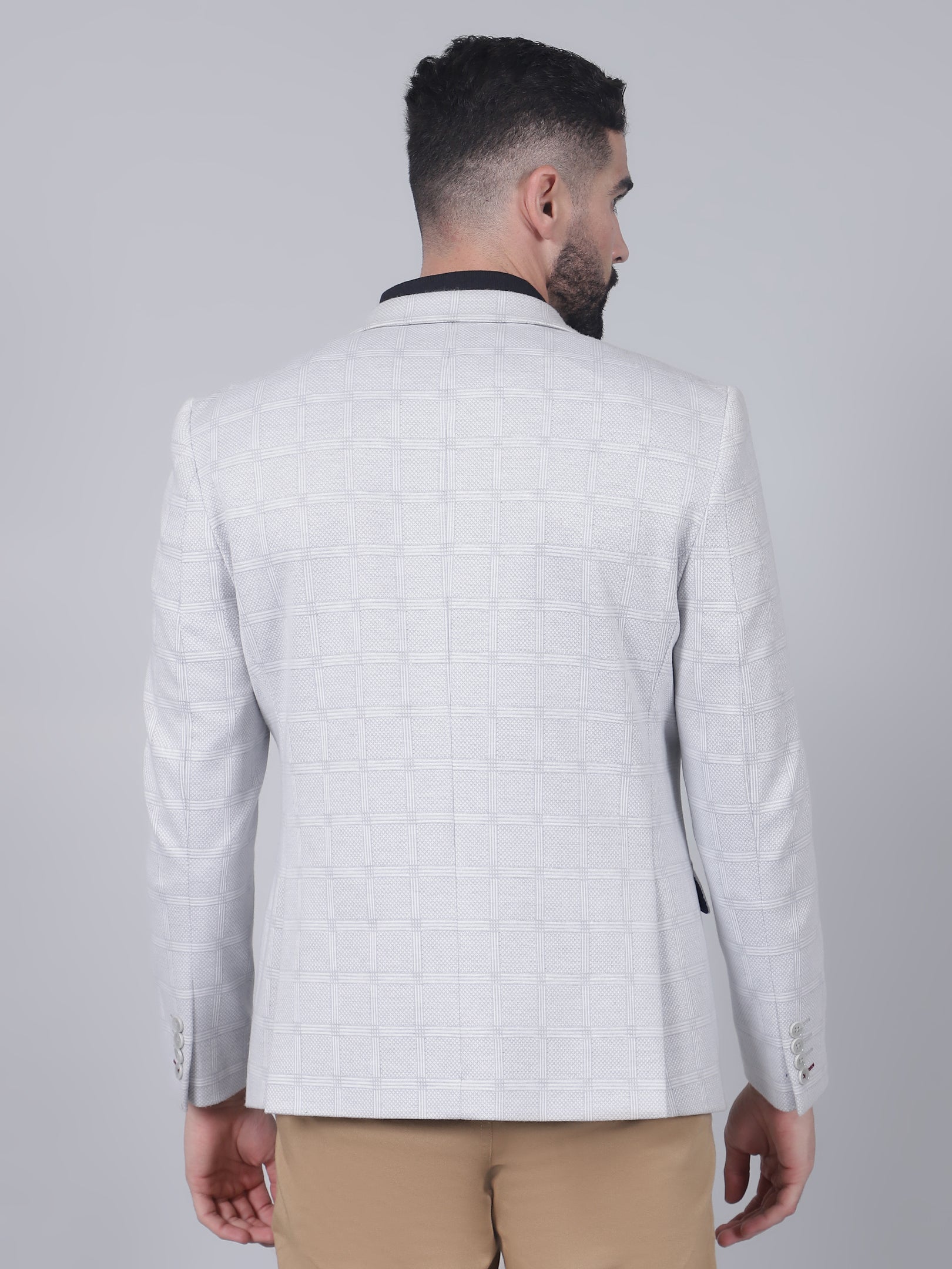 Men’s Grey Checkered Casual Blazer | Cantabil - Image 5