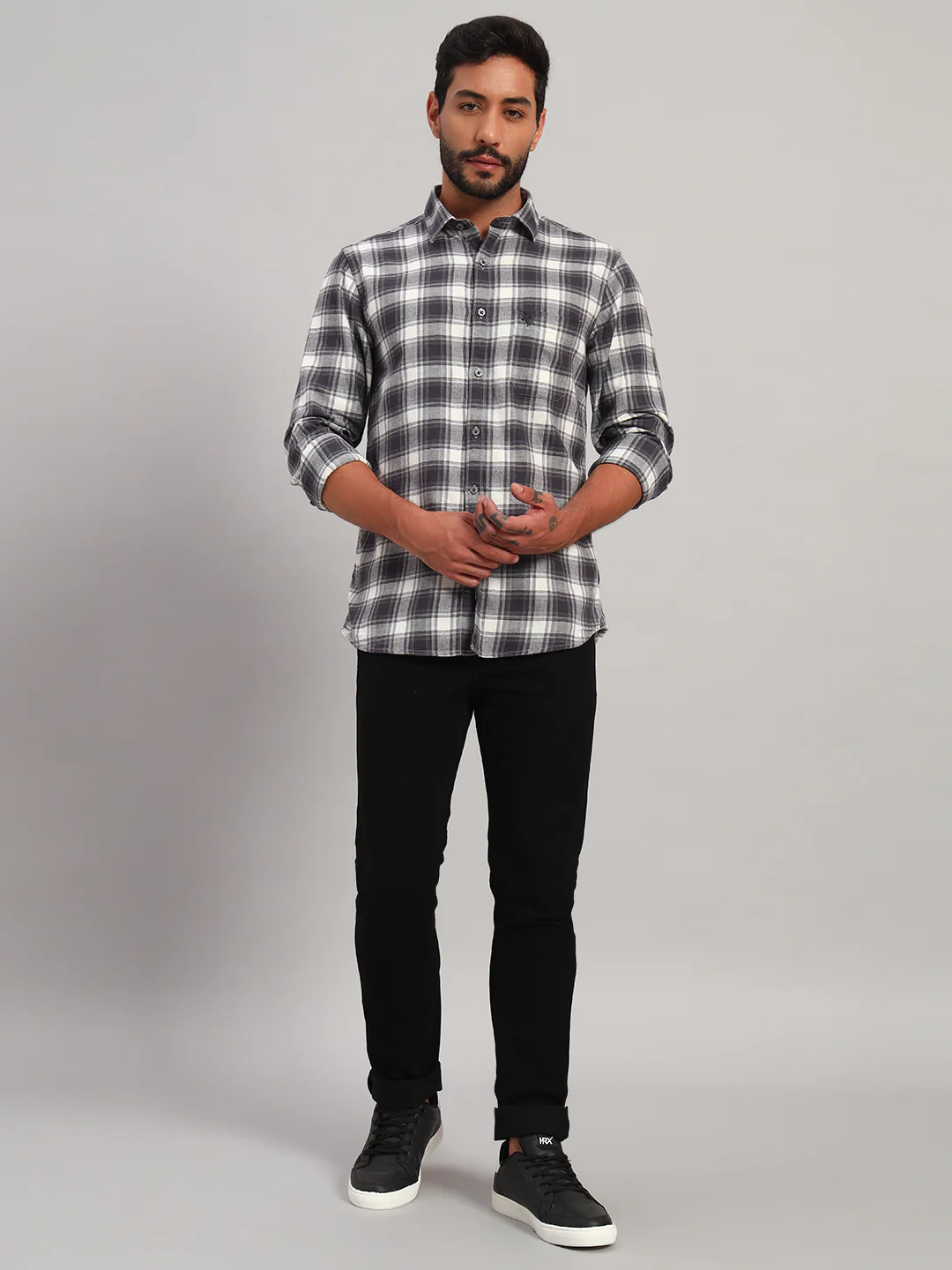 Casual Shirt for Men | Breathable & Soft with Color Fastness Regular Fit Spread Collar Neck Cotton Fabric Checkered Pattern - Image 3