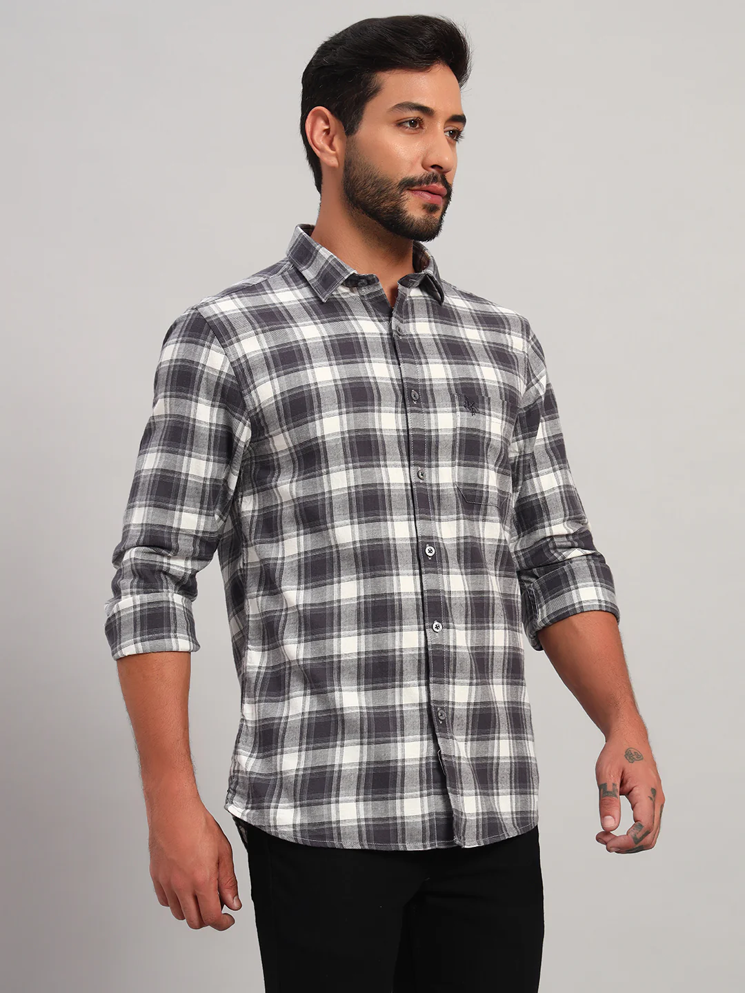 Casual Shirt for Men | Breathable & Soft with Color Fastness Regular Fit Spread Collar Neck Cotton Fabric Checkered Pattern - Image 6