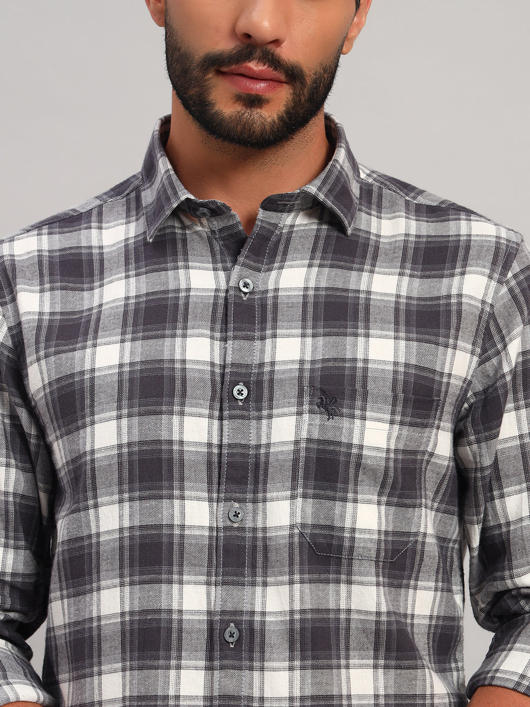 Casual Shirt for Men | Breathable & Soft with Color Fastness Regular Fit Spread Collar Neck Cotton Fabric Checkered Pattern - Image 7