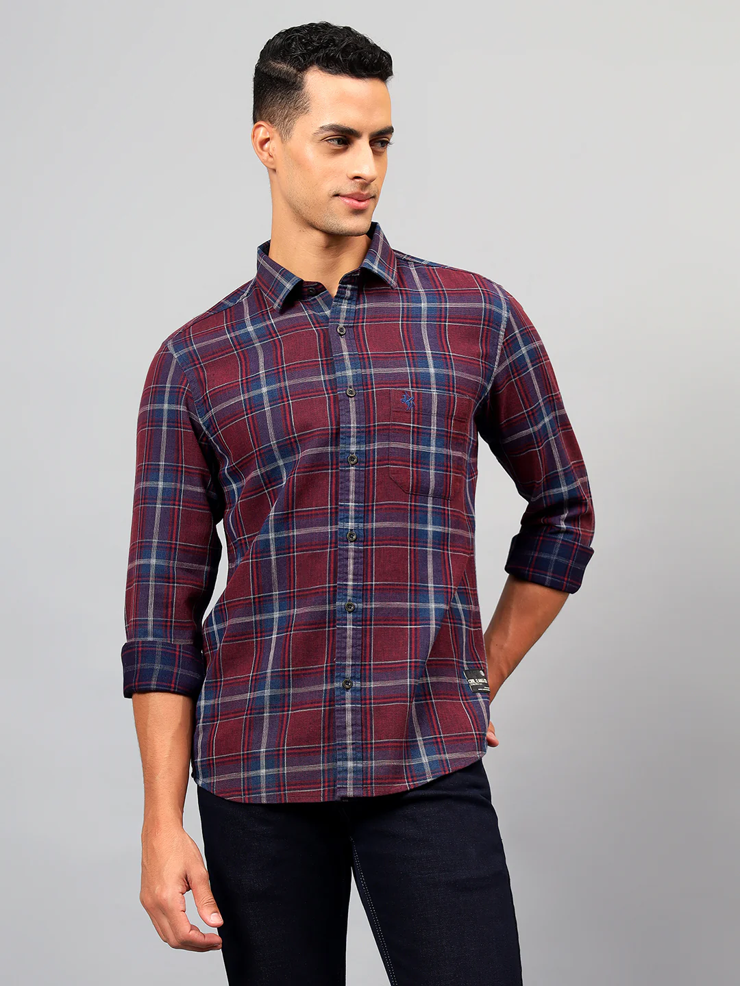 Casual Shirt for Men | Breathable & Soft with Color Fastness Regular Fit Spread Collar Neck Cotton Fabric Checkered Pattern - Image 2