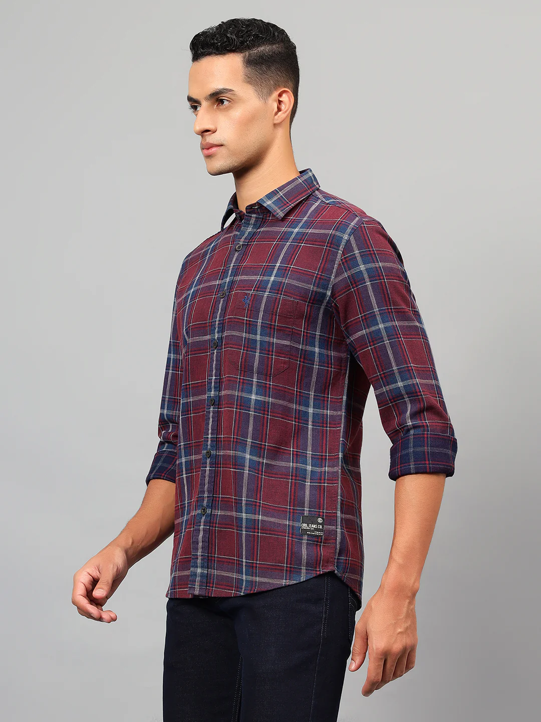 Casual Shirt for Men | Breathable & Soft with Color Fastness Regular Fit Spread Collar Neck Cotton Fabric Checkered Pattern - Image 3