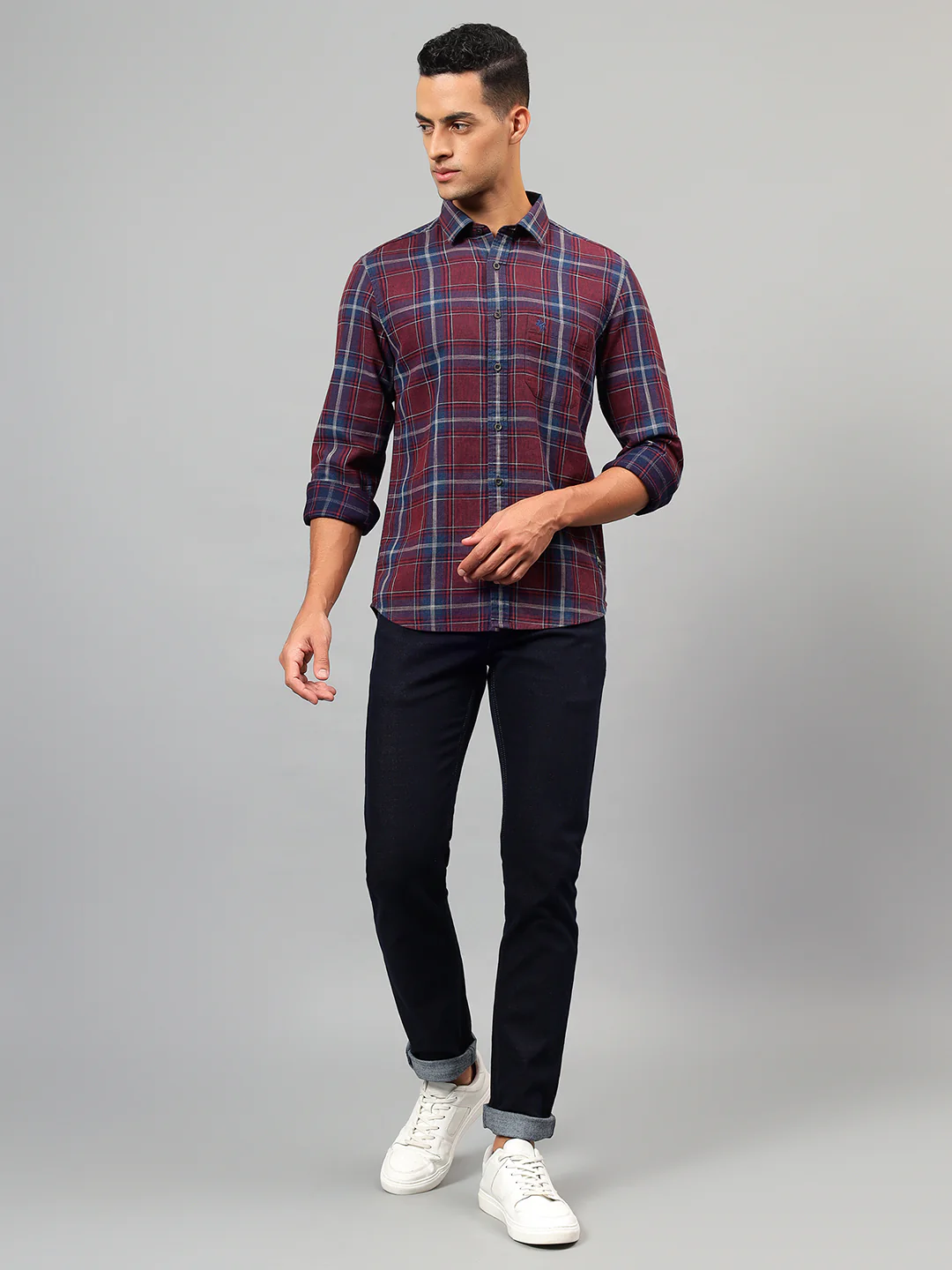 Casual Shirt for Men | Breathable & Soft with Color Fastness Regular Fit Spread Collar Neck Cotton Fabric Checkered Pattern - Image 7