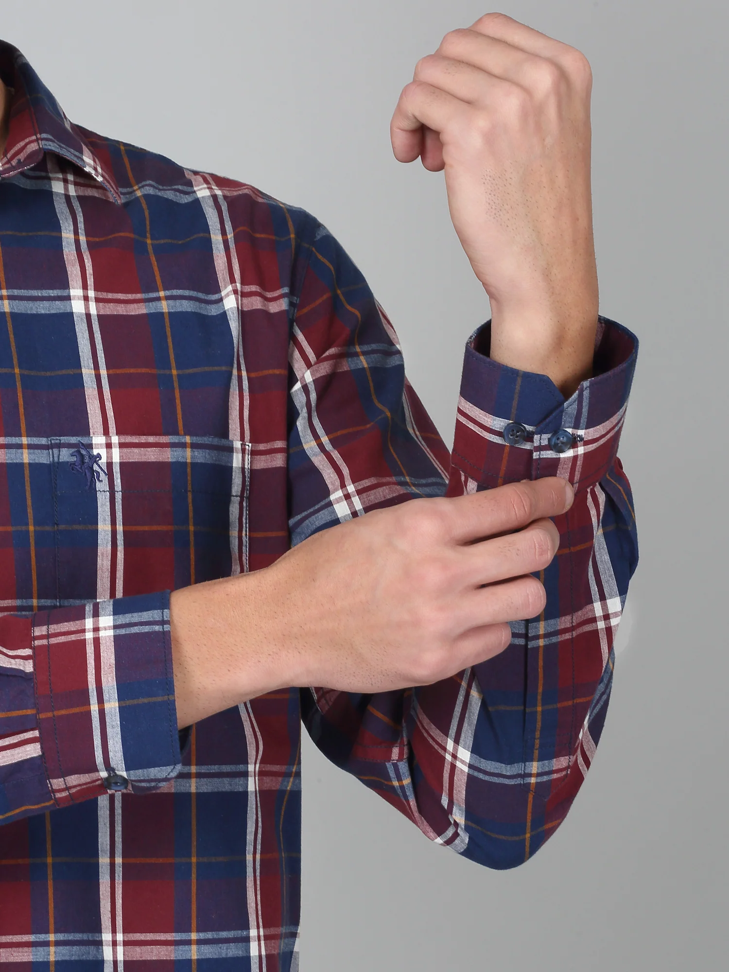 Casual Shirt for Men | Breathable & Soft with Color Fastness Regular Fit Spread Collar Neck Cotton Fabric Checkered Pattern - Image 3