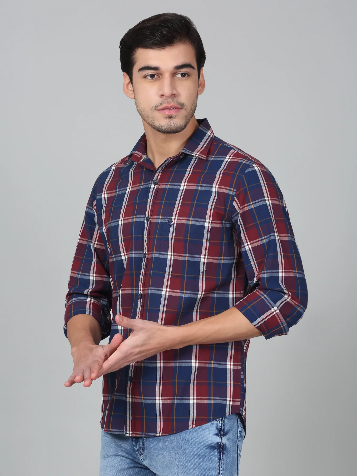 Casual Shirt for Men | Breathable & Soft with Color Fastness Regular Fit Spread Collar Neck Cotton Fabric Checkered Pattern - Image 5