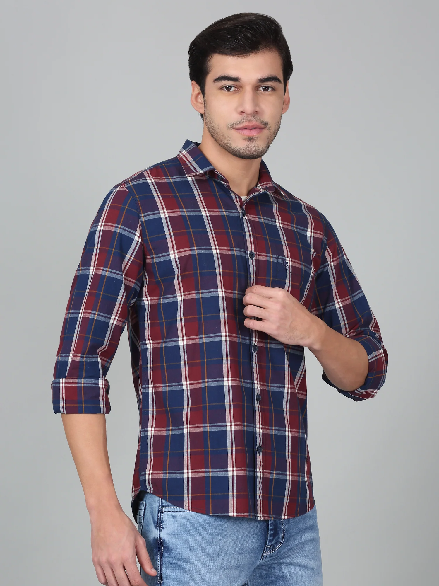 Casual Shirt for Men | Breathable & Soft with Color Fastness Regular Fit Spread Collar Neck Cotton Fabric Checkered Pattern - Image 6
