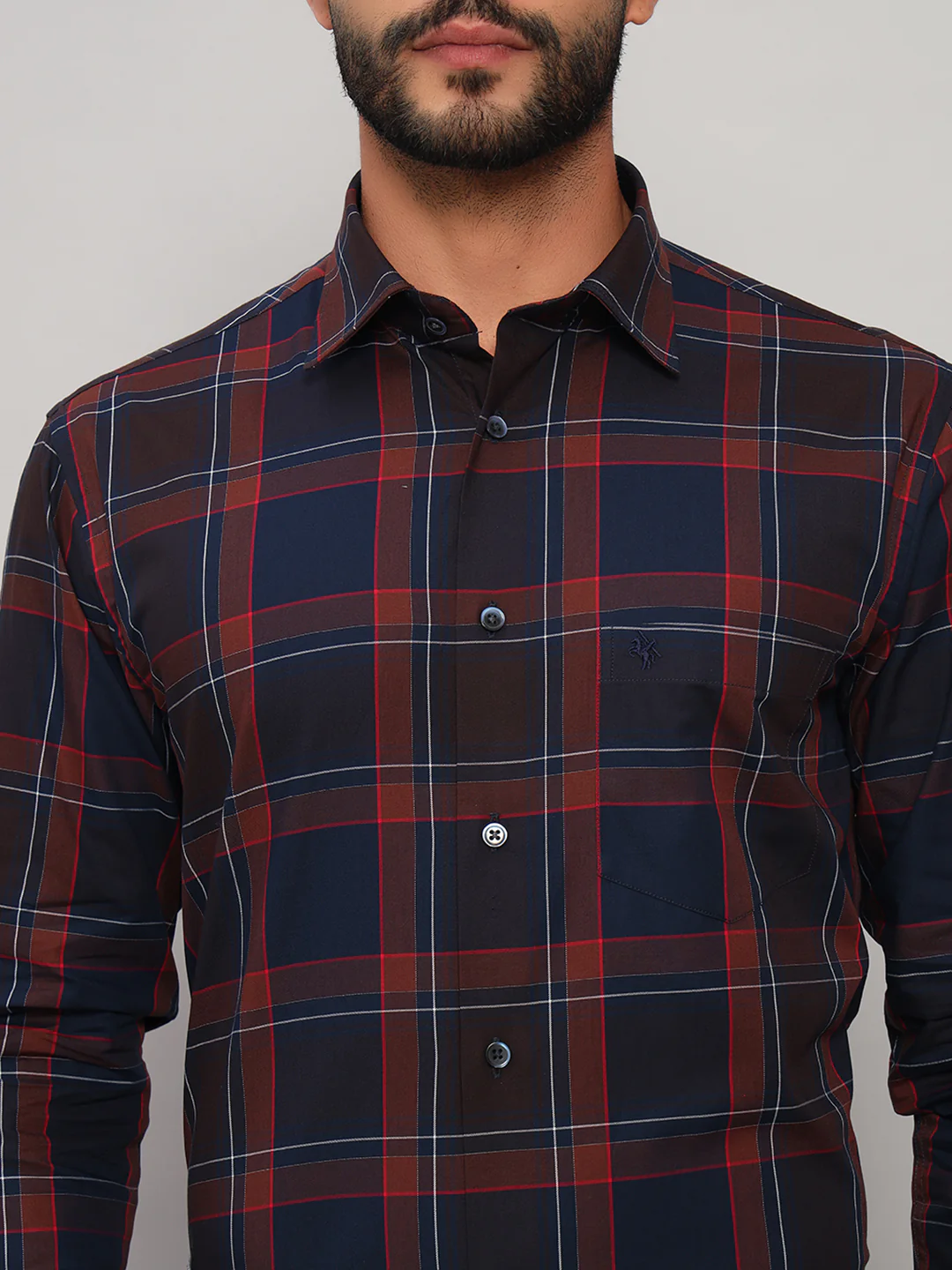 Formal Shirt for Men l Breathable & Soft with Color Fastness Regular Fit Spread Collar Neck Cotton Fabric Checkered Pattern - Image 6
