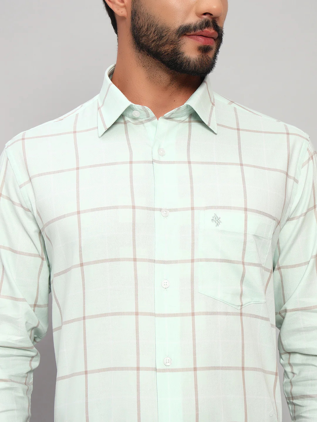Formal Shirt for Men l Breathable & Soft with Color Fastness Regular Fit Spread Collar Neck Cotton Fabric Checkered Pattern - Image 6