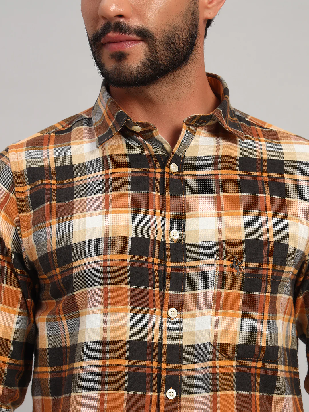 Casual Shirt for Men | Breathable & Soft with Color Fastness Regular Fit Spread Collar Neck Cotton Fabric Checkered Pattern - Image 5