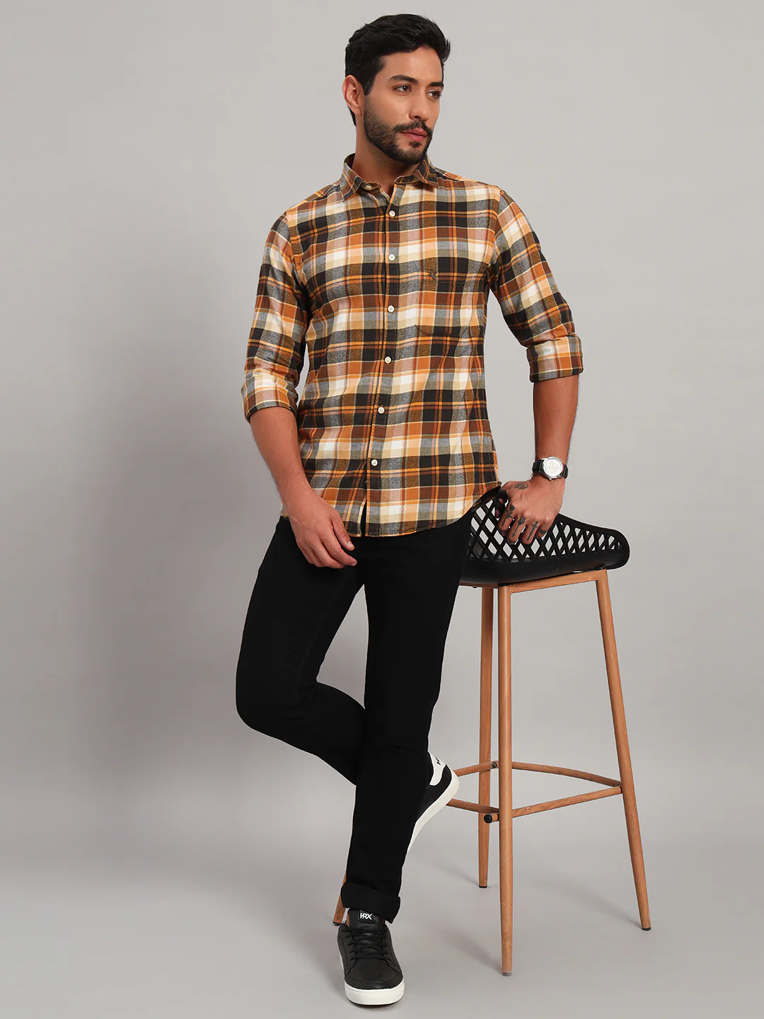Casual Shirt for Men | Breathable & Soft with Color Fastness Regular Fit Spread Collar Neck Cotton Fabric Checkered Pattern - Image 7