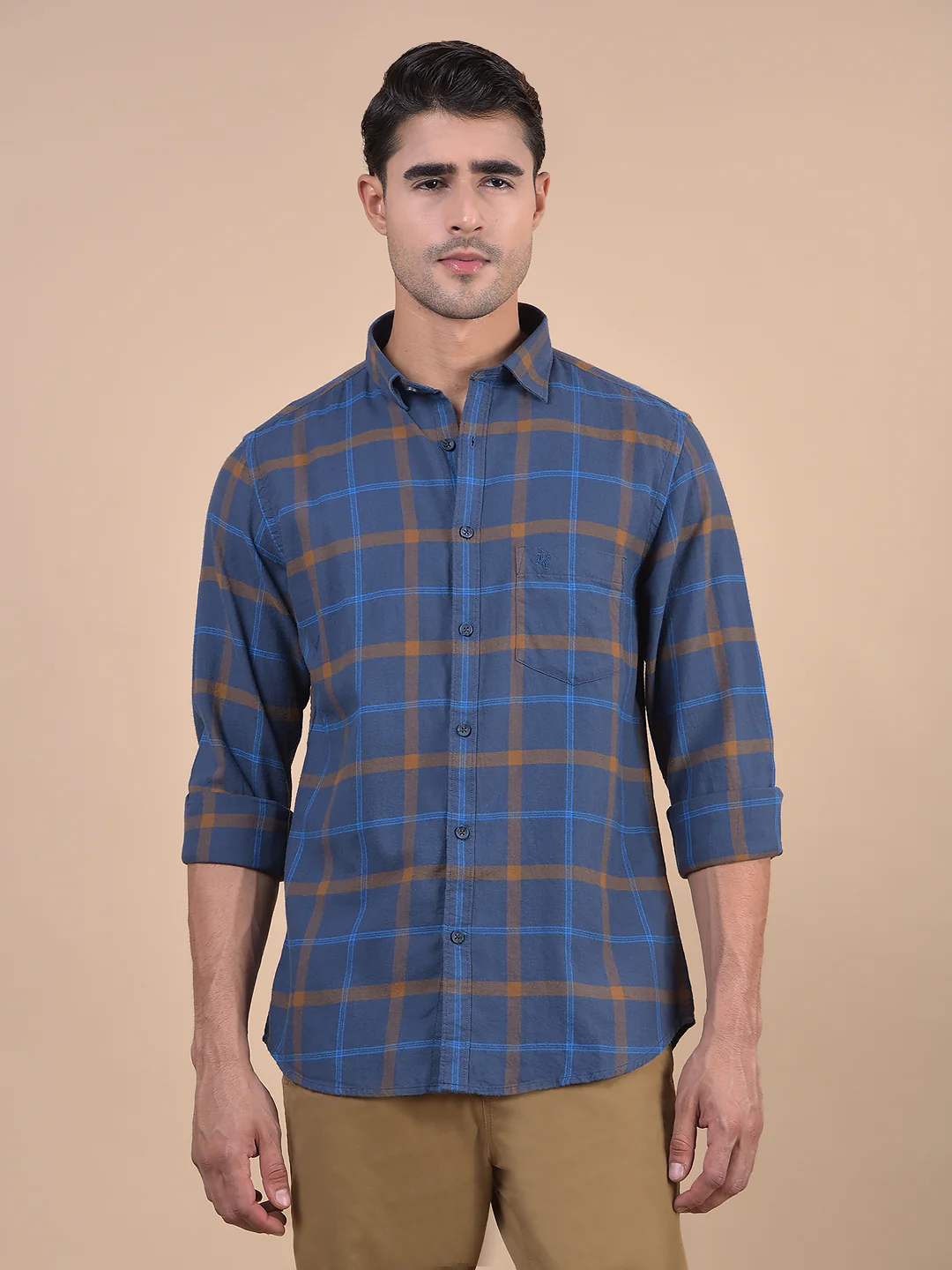 Casual Shirt for Men | Breathable & Soft with Color Fastness Regular Fit Spread Collar Neck Cotton Fabric Checkered Pattern - Image 2