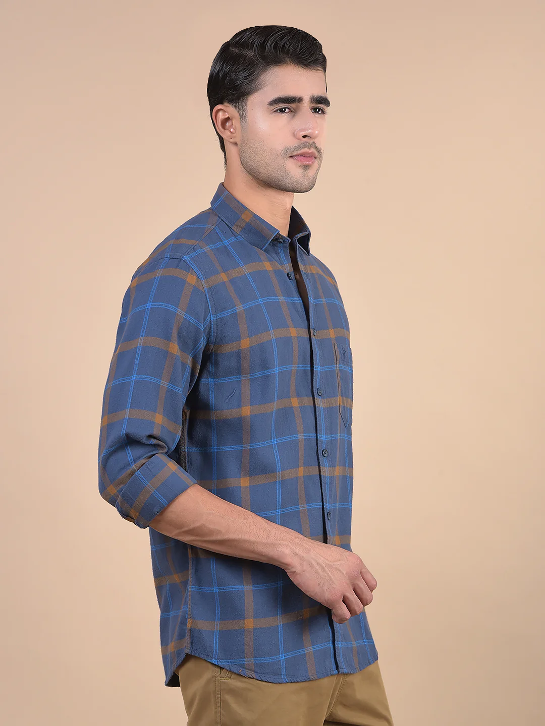 Casual Shirt for Men | Breathable & Soft with Color Fastness Regular Fit Spread Collar Neck Cotton Fabric Checkered Pattern - Image 5