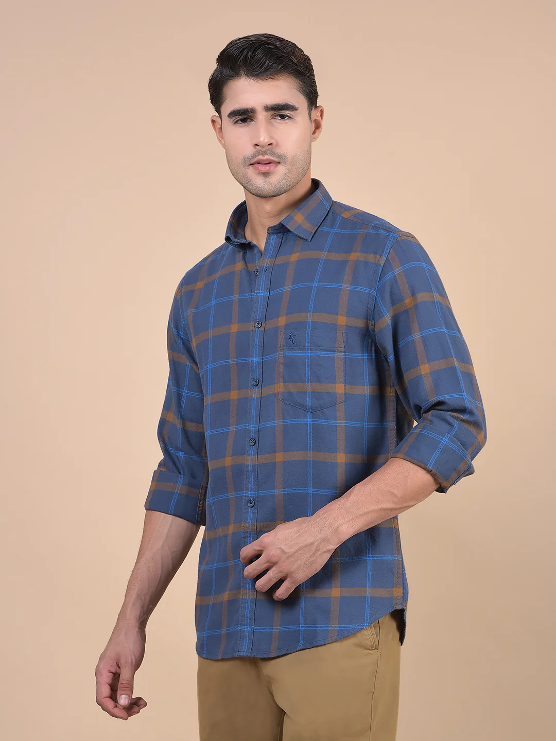 Casual Shirt for Men | Breathable & Soft with Color Fastness Regular Fit Spread Collar Neck Cotton Fabric Checkered Pattern - Image 6