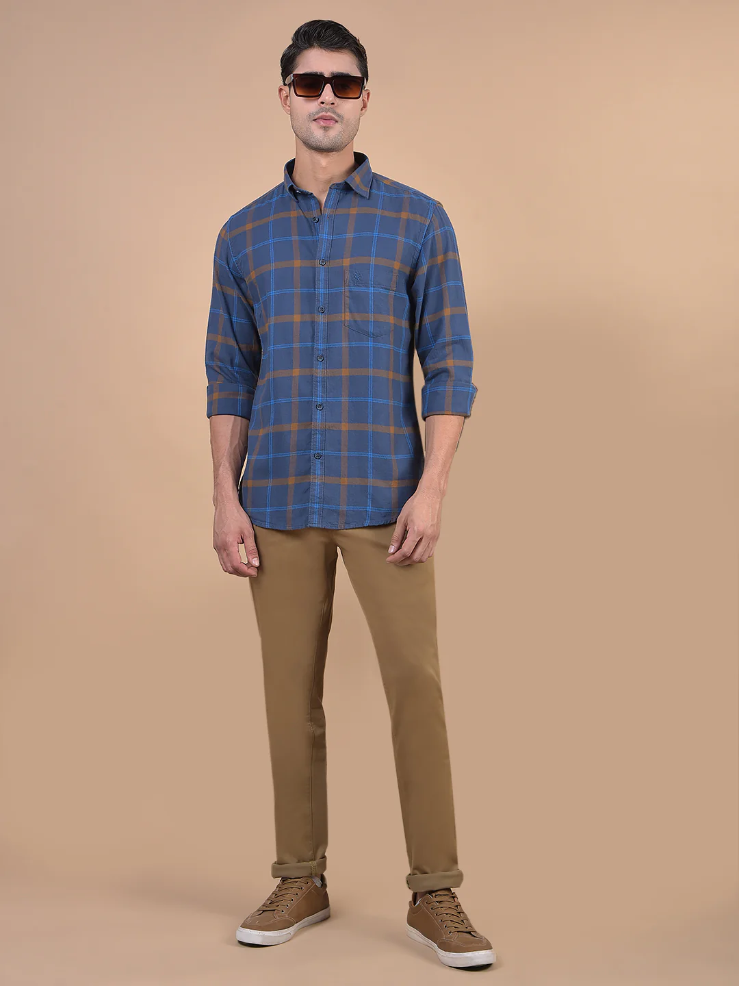 Casual Shirt for Men | Breathable & Soft with Color Fastness Regular Fit Spread Collar Neck Cotton Fabric Checkered Pattern - Image 7