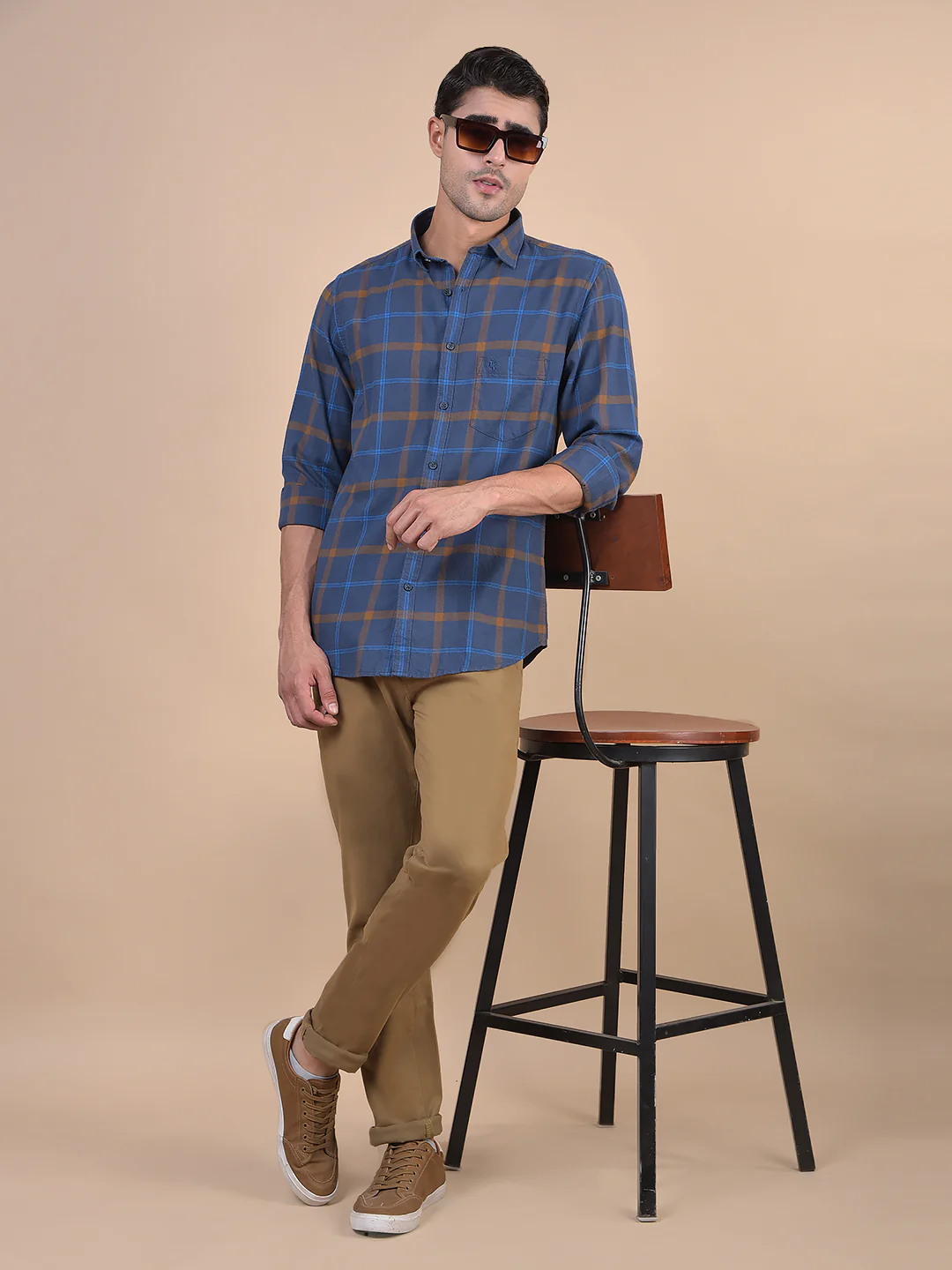 Casual Shirt for Men | Breathable & Soft with Color Fastness Regular Fit Spread Collar Neck Cotton Fabric Checkered Pattern - Image 8