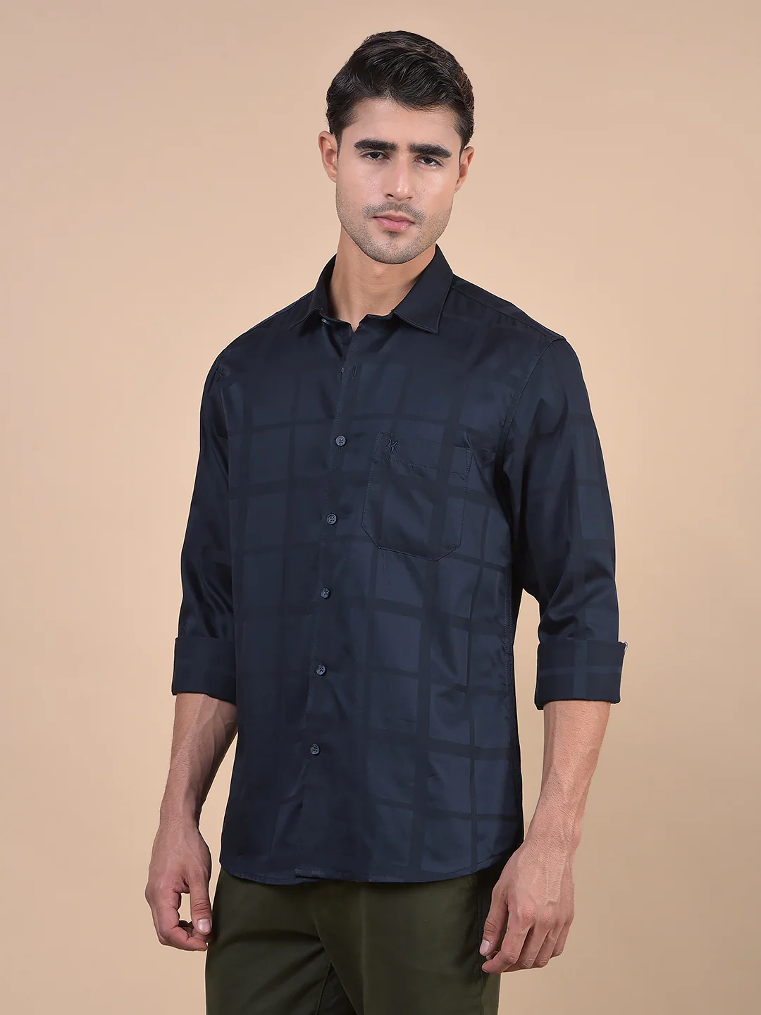 Casual Shirt for Men | Breathable & Soft with Color Fastness Regular Fit Spread Collar Neck Cotton Fabric Checkered Pattern - Image 4