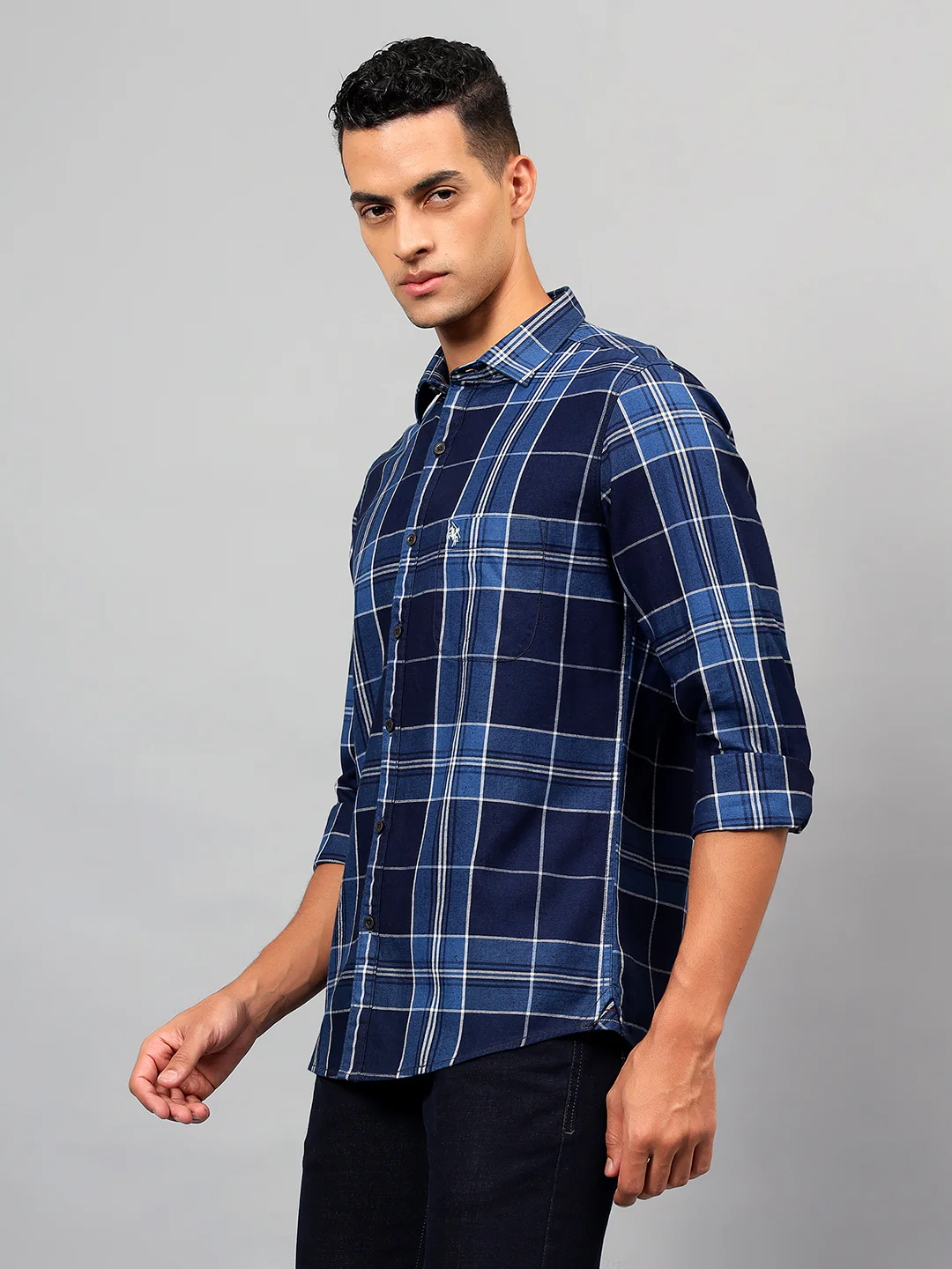 Casual Shirt for Men | Breathable & Soft with Color Fastness Regular Fit Spread Collar Neck Cotton Fabric Checkered Pattern - Image 3