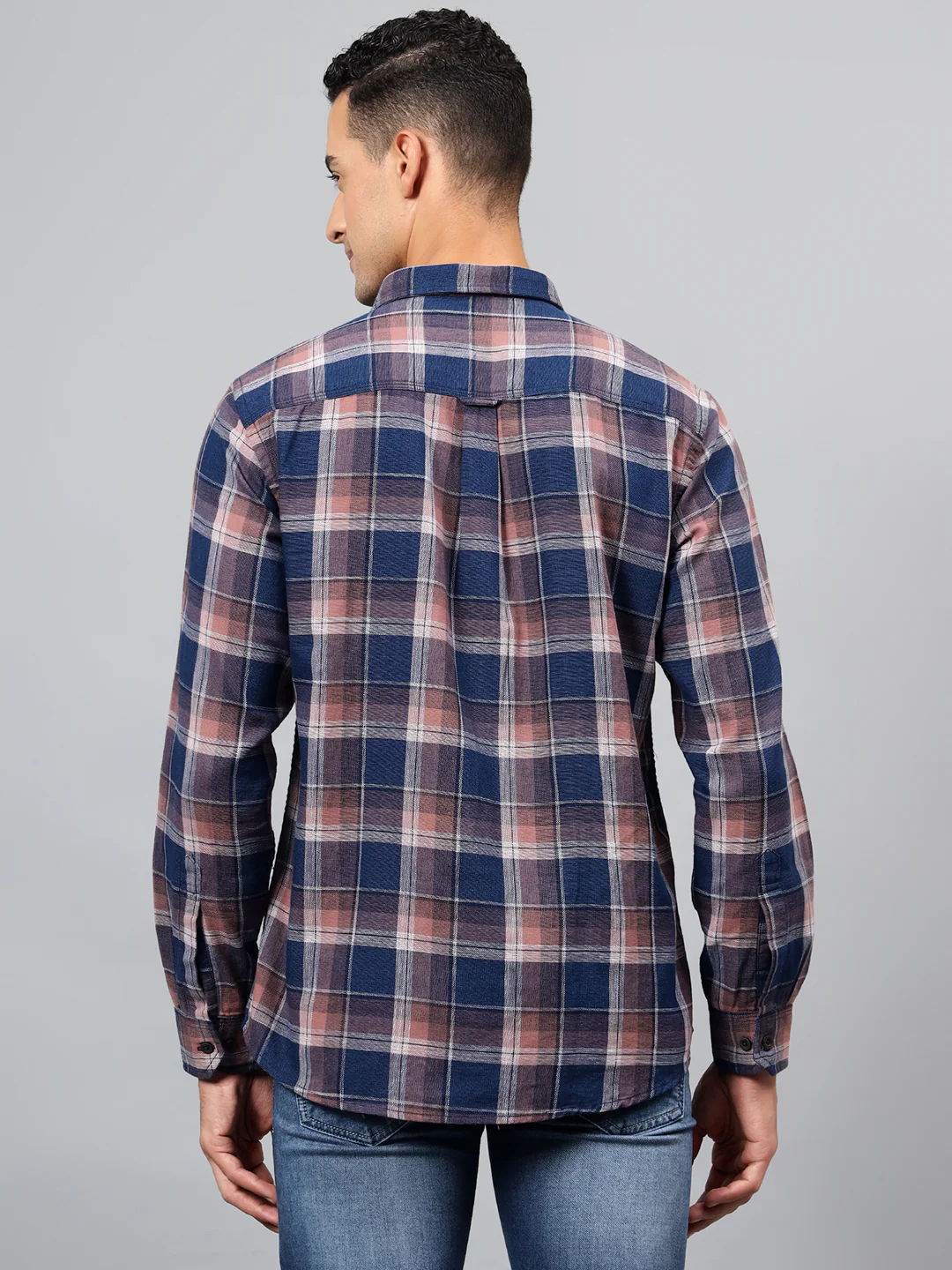Casual Shirt for Men | Breathable & Soft with Color Fastness Regular Fit Spread Collar Neck Cotton Fabric Checkered Pattern - Image 5