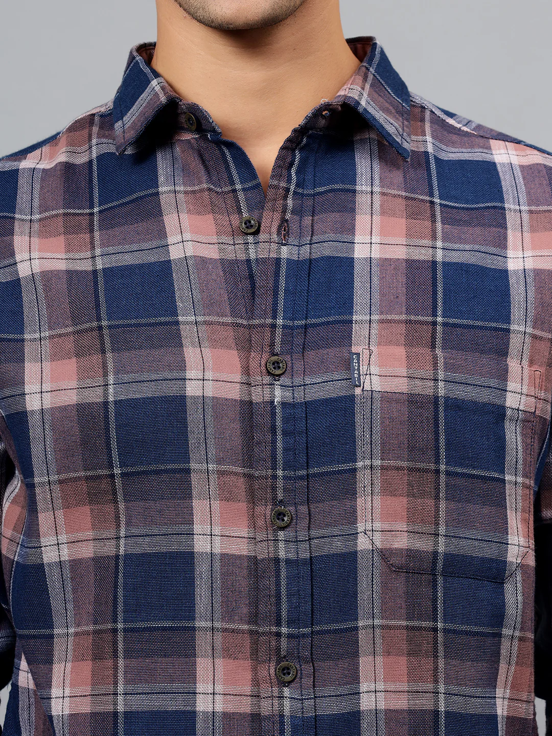 Casual Shirt for Men | Breathable & Soft with Color Fastness Regular Fit Spread Collar Neck Cotton Fabric Checkered Pattern - Image 6