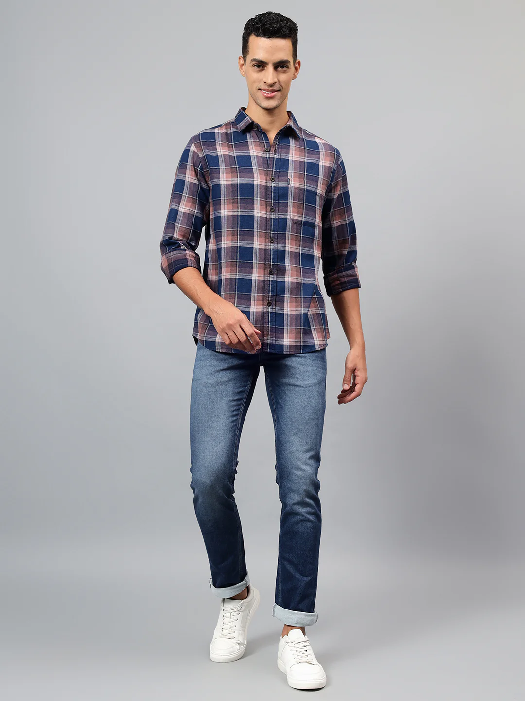 Casual Shirt for Men | Breathable & Soft with Color Fastness Regular Fit Spread Collar Neck Cotton Fabric Checkered Pattern - Image 7
