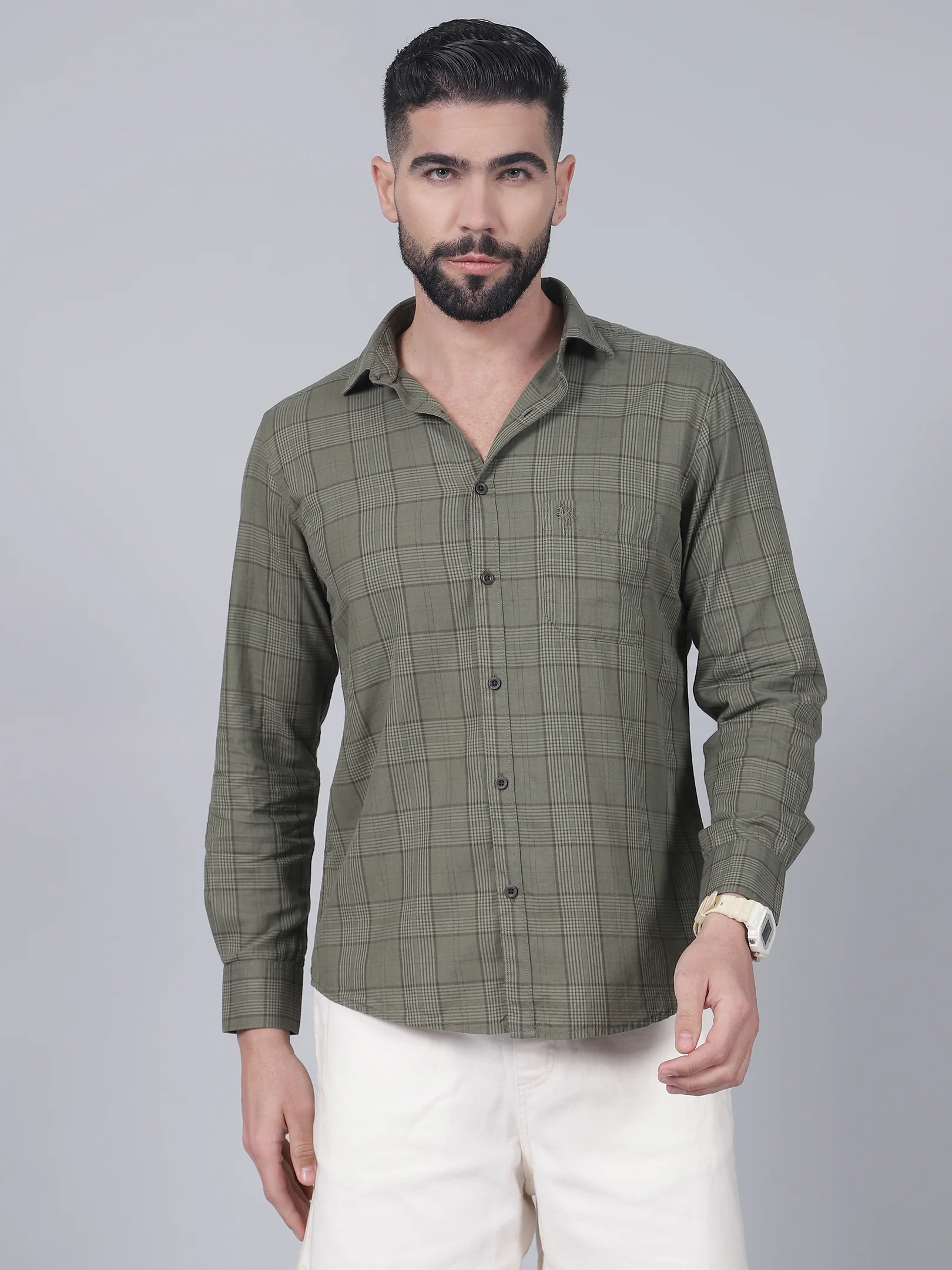 Casual Shirt for Men | Breathable & Soft with Color Fastness Regular Fit Spread Collar Neck Cotton Fabric Checkered Pattern - Image 2