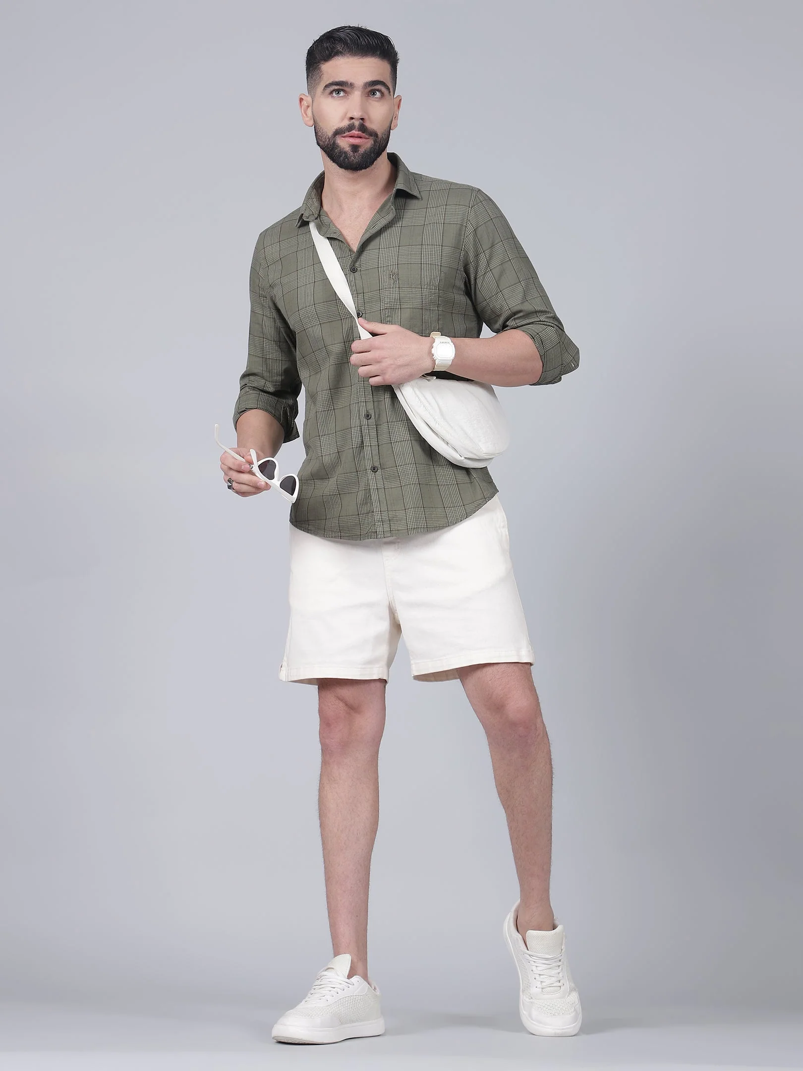 Casual Shirt for Men | Breathable & Soft with Color Fastness Regular Fit Spread Collar Neck Cotton Fabric Checkered Pattern - Image 5