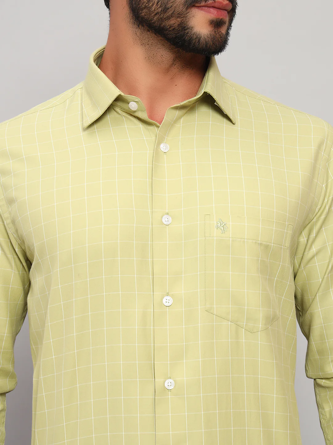 Formal Shirt for Men l Breathable & Soft with Color Fastness Regular Fit Spread Collar Neck Cotton Blend Fabric Checkered Pattern - Image 6