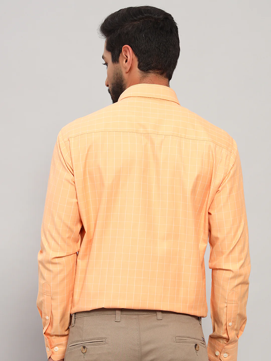Formal Shirt for Men l Breathable & Soft with Color Fastness Regular Fit Spread Collar Neck Cotton Blend Fabric Checkered Pattern - Image 2