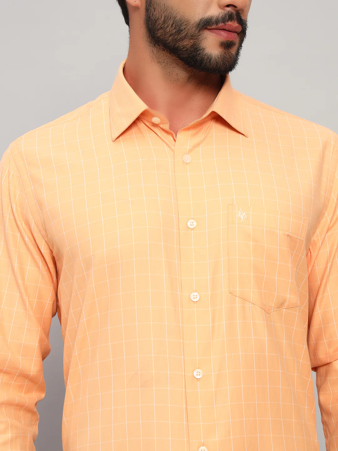 Formal Shirt for Men l Breathable & Soft with Color Fastness Regular Fit Spread Collar Neck Cotton Blend Fabric Checkered Pattern - Image 6