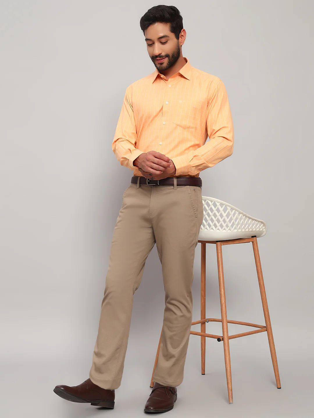 Formal Shirt for Men l Breathable & Soft with Color Fastness Regular Fit Spread Collar Neck Cotton Blend Fabric Checkered Pattern - Image 7