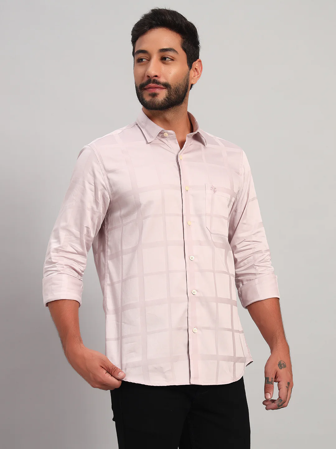Casual Shirt for Men | Breathable & Soft with Color Fastness Regular Fit Spread Collar Neck Cotton Fabric Checkered Pattern - Image 3