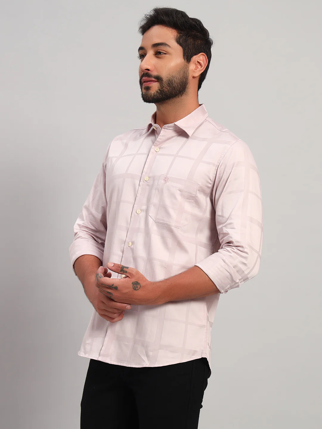 Casual Shirt for Men | Breathable & Soft with Color Fastness Regular Fit Spread Collar Neck Cotton Fabric Checkered Pattern - Image 4