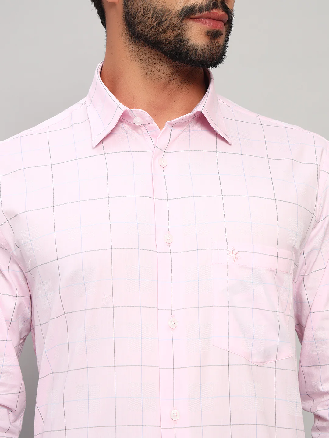 Formal Shirt for Men l Breathable & Soft with Color Fastness Regular Fit Spread Collar Neck Cotton Fabric Checkered Pattern - Image 6