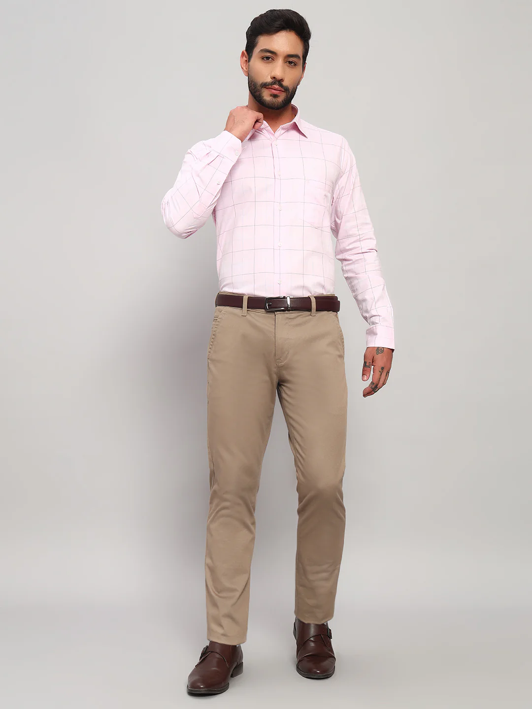 Formal Shirt for Men l Breathable & Soft with Color Fastness Regular Fit Spread Collar Neck Cotton Fabric Checkered Pattern - Image 8